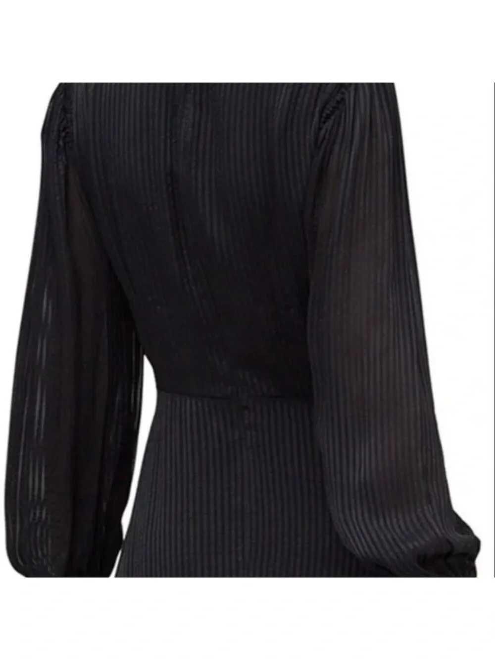 Kate Spade New York Black A-Line Round Neck Keyhole Pleated Georgette Dress 8